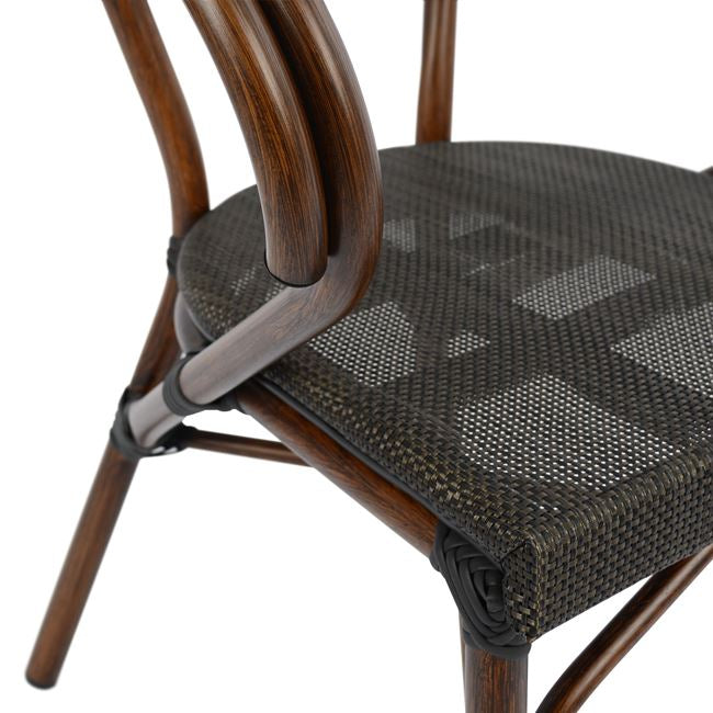 Градински комплект от 5 части с маса 140X80и 4 кресла алуминий с вид на бамбук