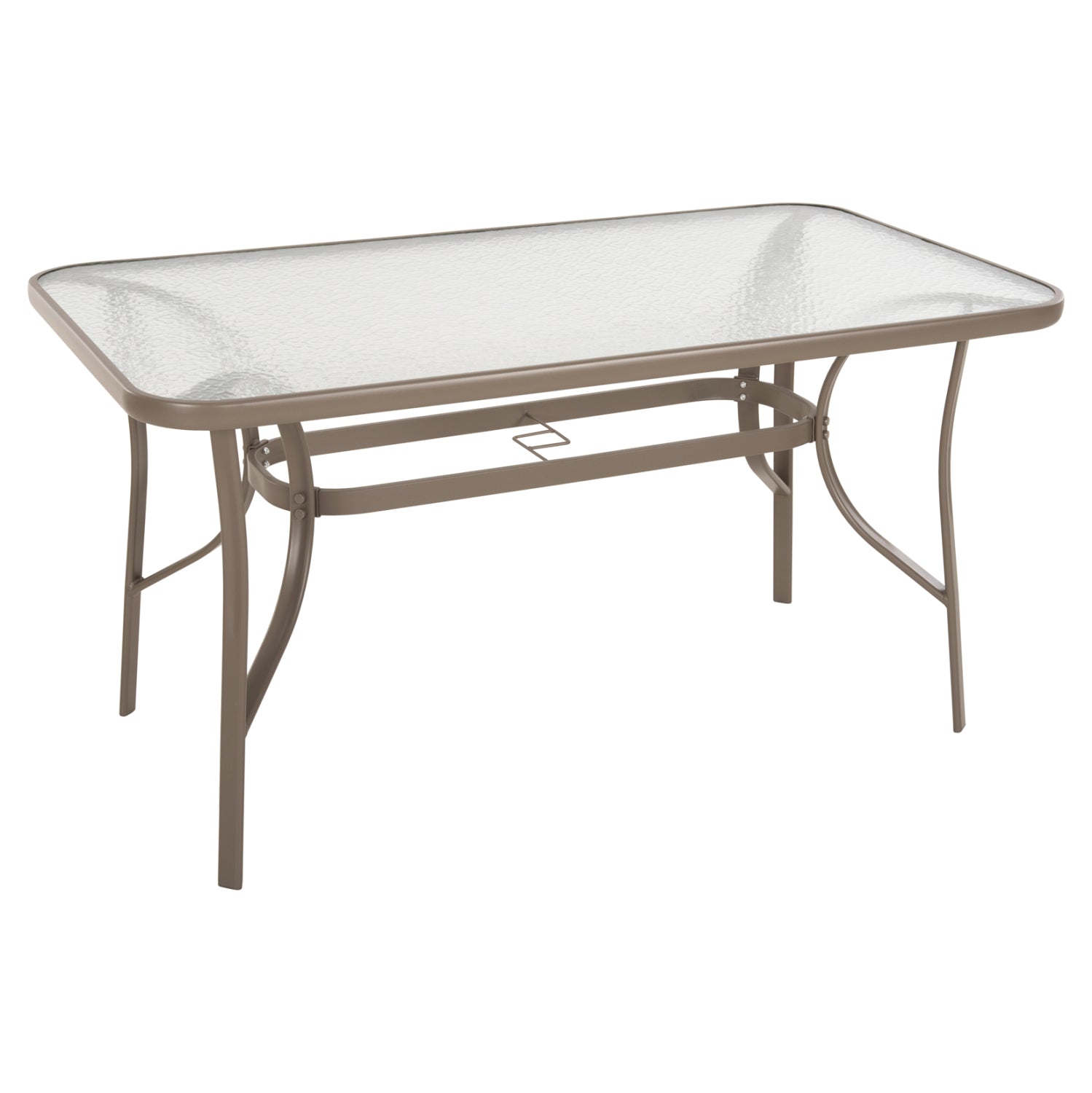 Метална маса за шампанско Bruno със стъклен плот 140x80x71см