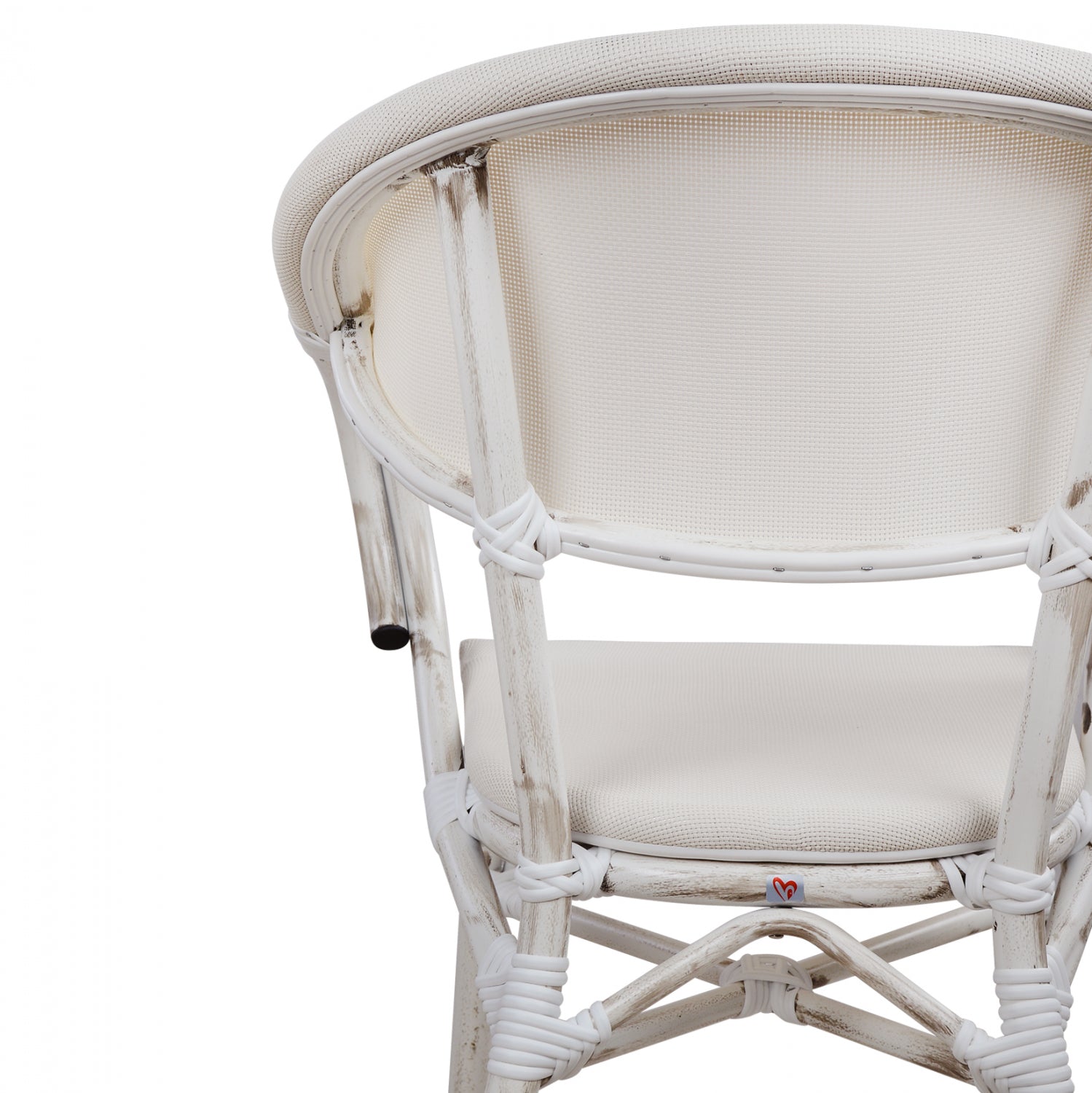 Алуминиев стол KASON с бамбуков вид, патина цвят и сив тексил 45x57x88 см.