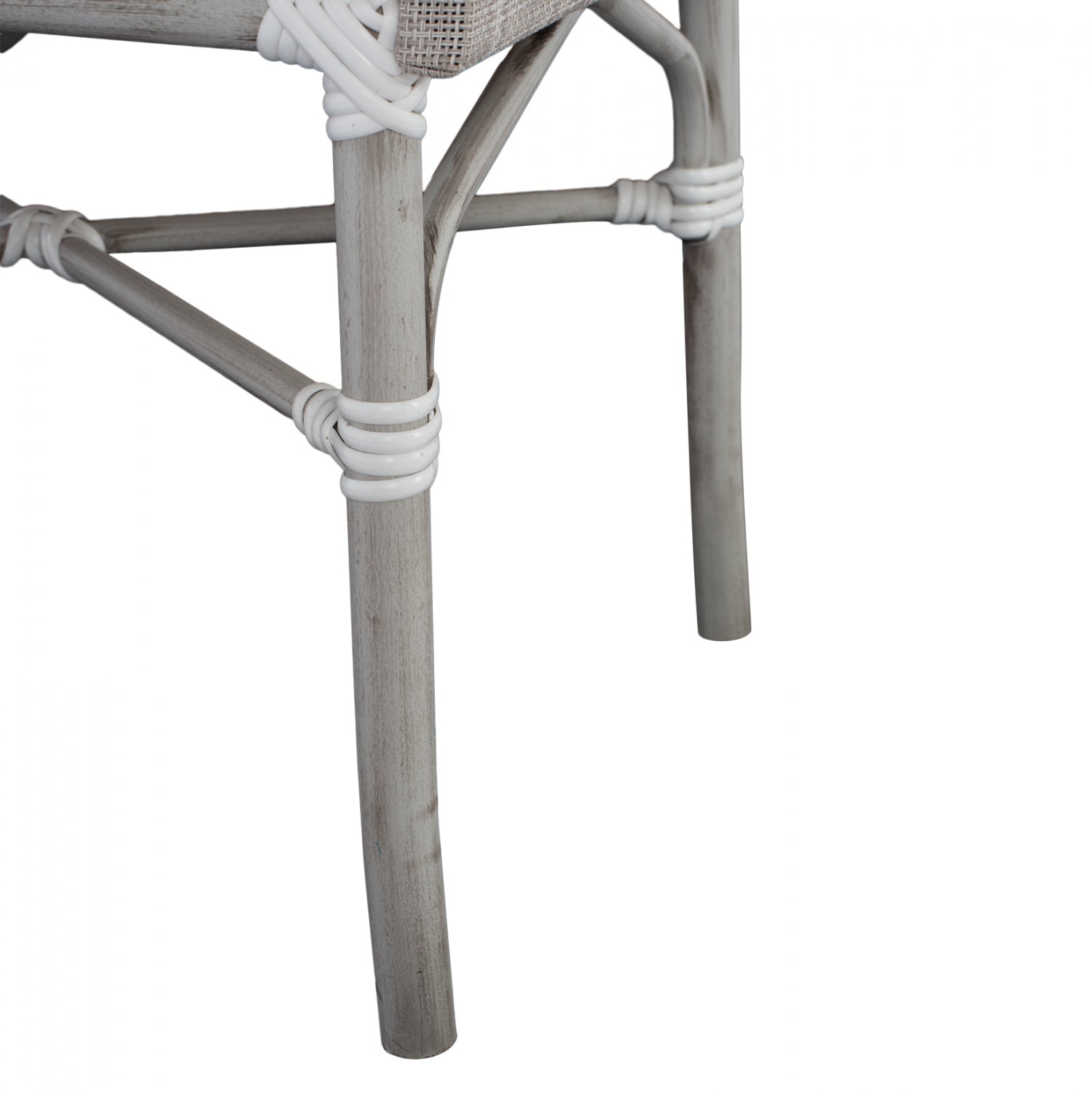 Алуминиев стол KASON с бамбуков вид, патина цвят и сив тексил 45x57x88 см.