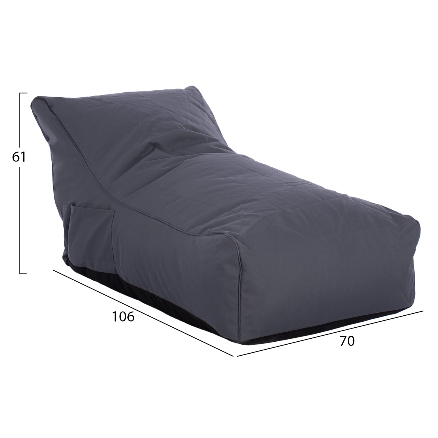 Пуф BLOOM сив цвят 100% водоустойчив 106x70x61см