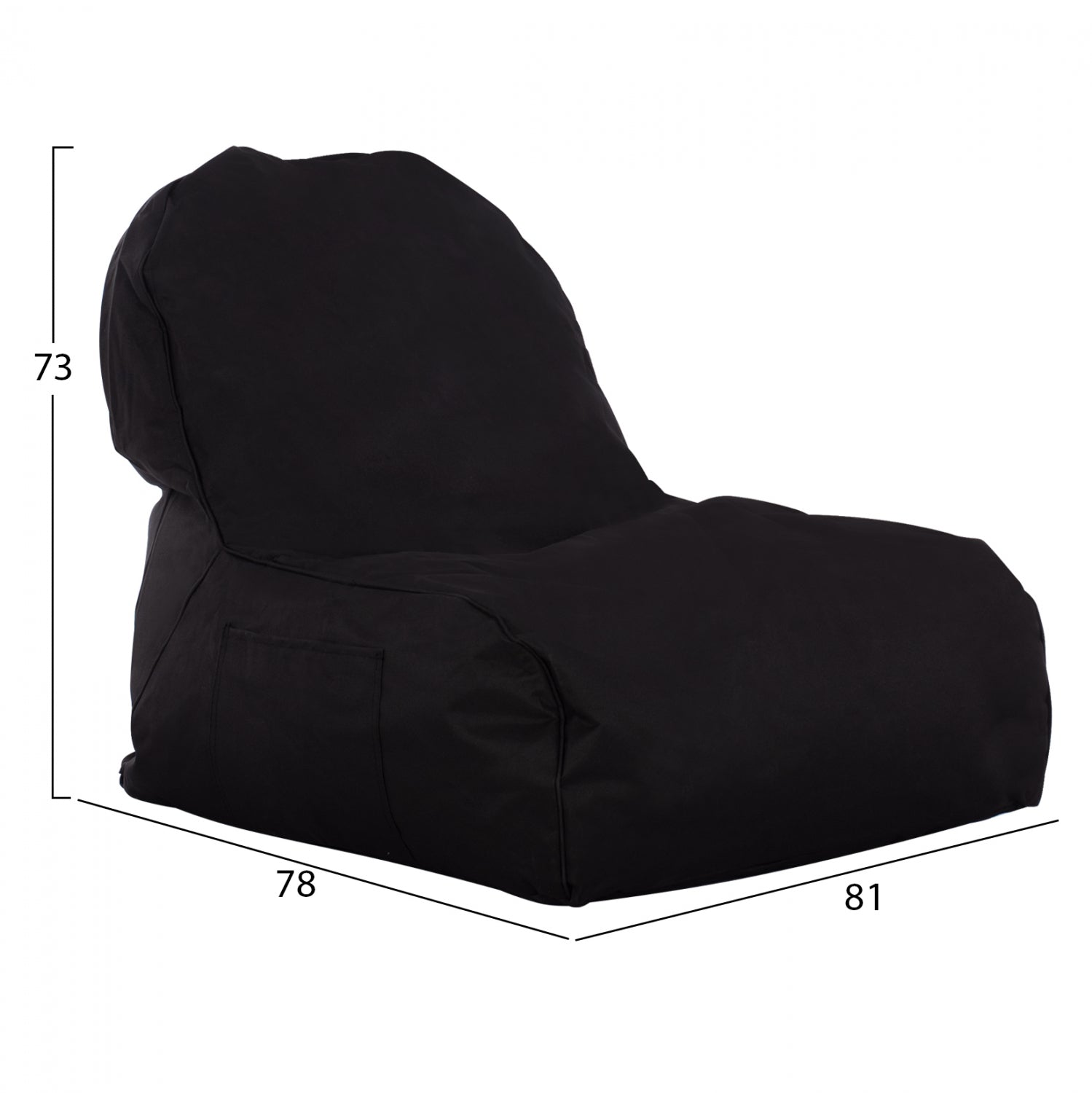 Пуф CLOUD черен цвят 100% водоустойчив 81/78/73см