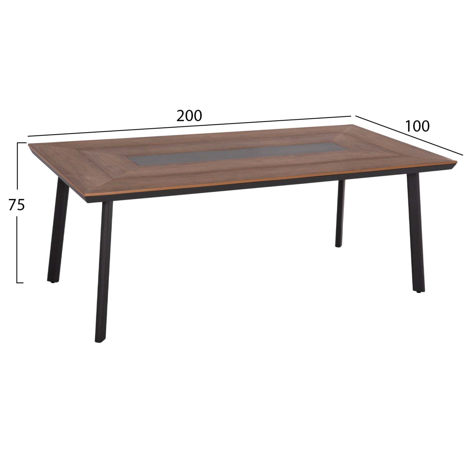 Алуминиева маса Табер цвят сив-натурал 200/100см