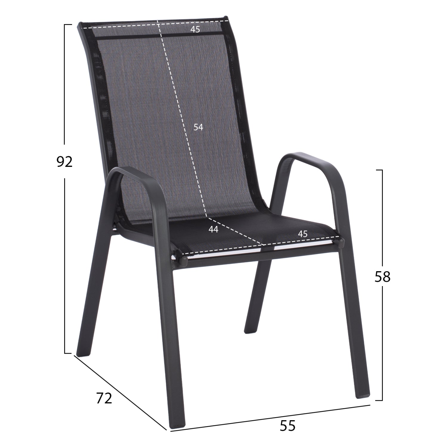 Градински комплект метален с 4 столa и маса 110x60 черен