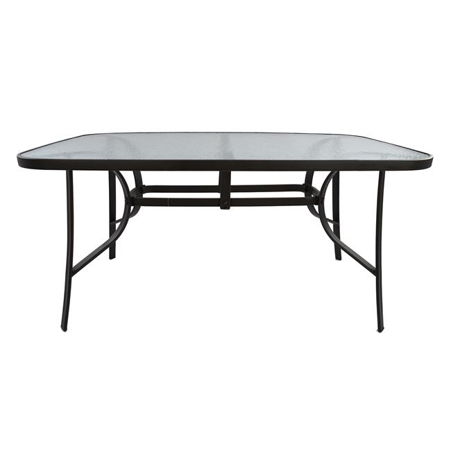 Кафяв градински метален комплект за хранене 5 части с 4 стола и маса 150x90