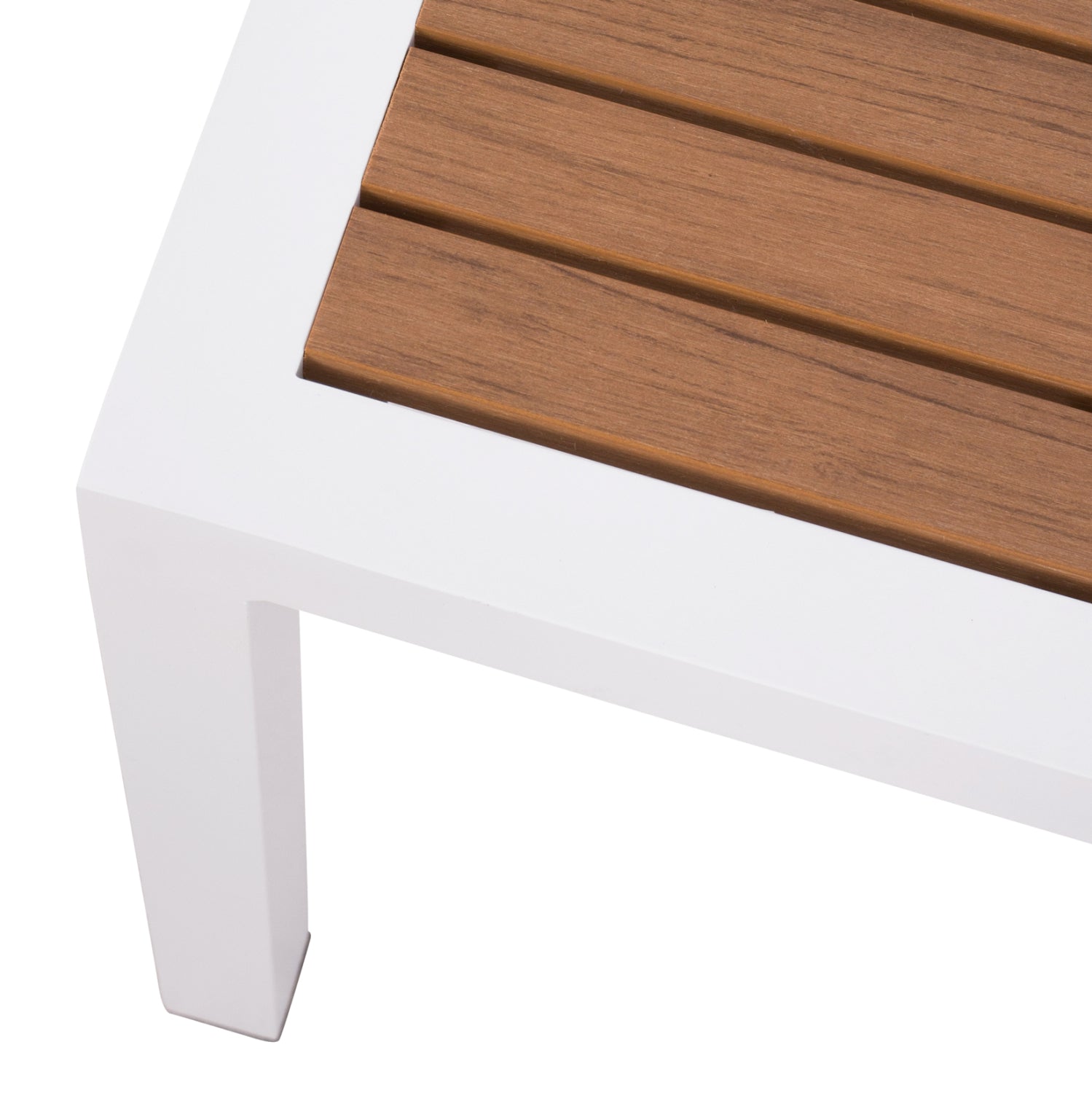 Алуминиева масичка за шезлонг бял цвят 45/45/45