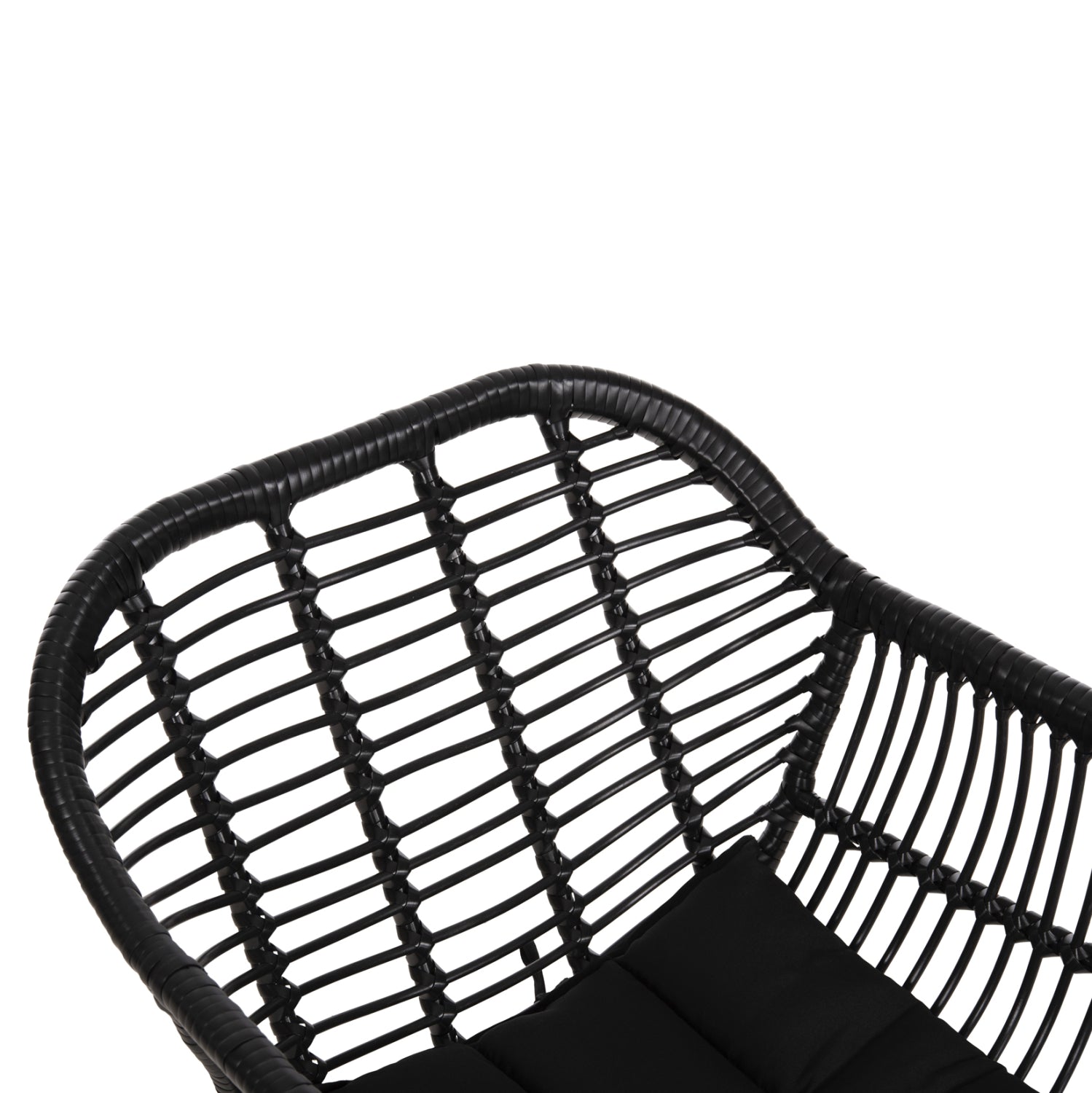 Фотьойл с метална възглавница Аllegra с плетена тапицерия, черен, 58x59x82см