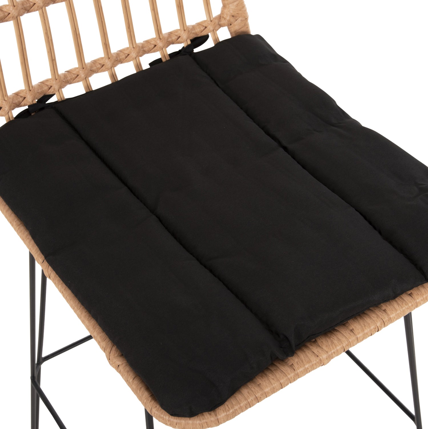 Бар стол Алегра метален и черно-бежов, плетена възглавница, 52x51x103см