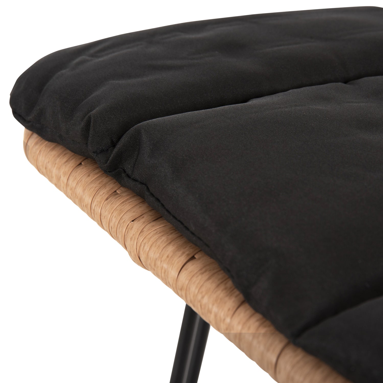 Бар стол Алегра метален и черно-бежов, плетена възглавница, 52x51x103см