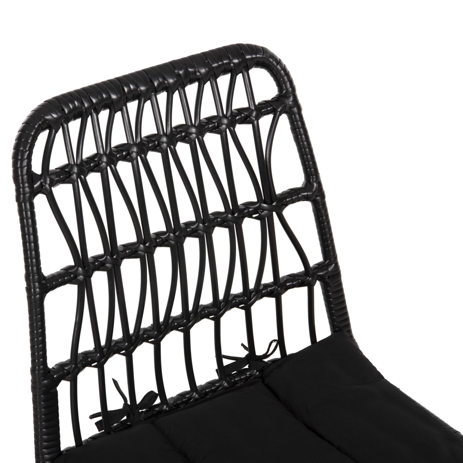 Градински стол Аllegra, метален, с възглавница, плетен, черен, 52x52x83.5 см