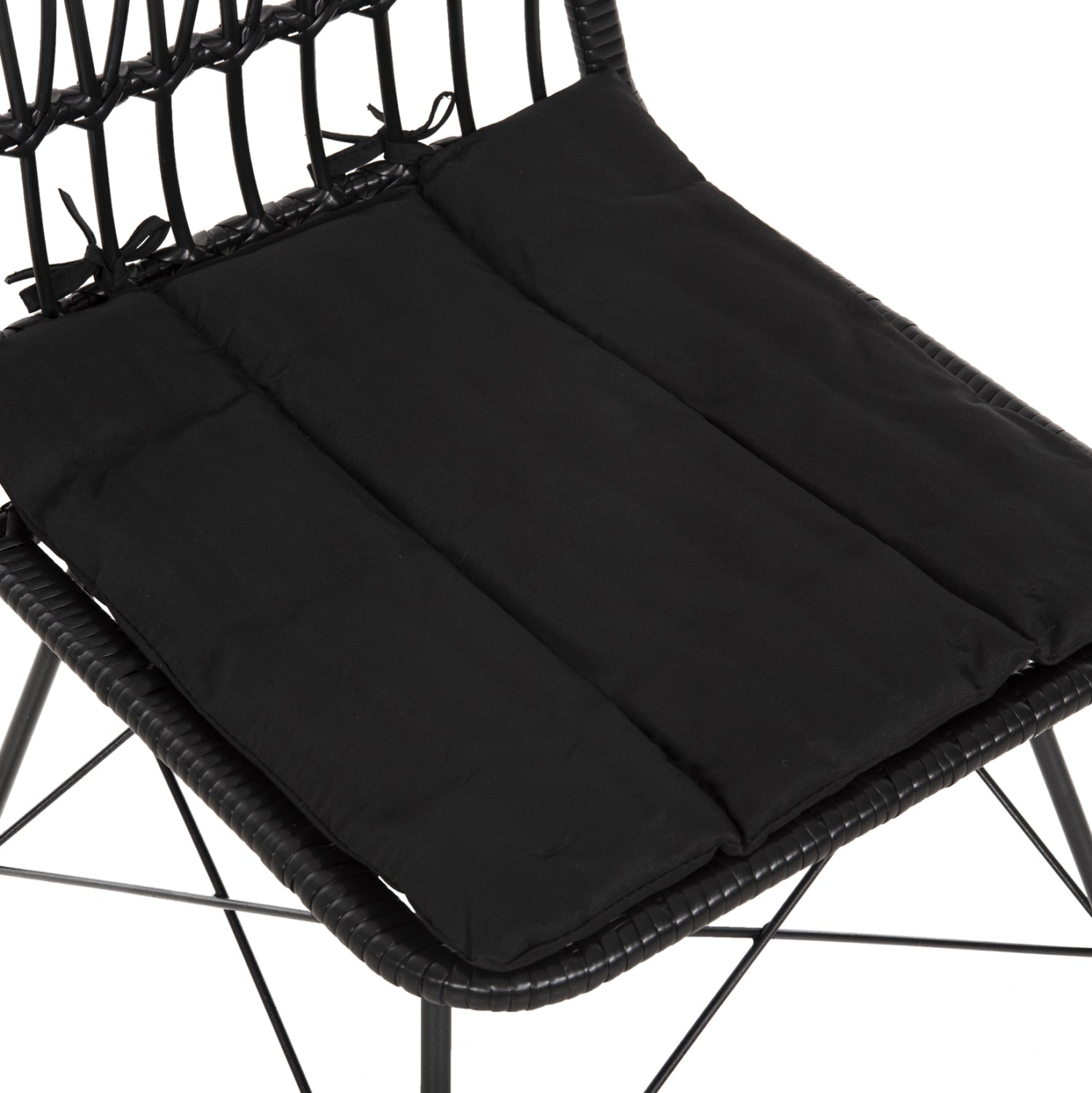 Градински стол Аllegra, метален, с възглавница, плетен, черен, 52x52x83.5 см