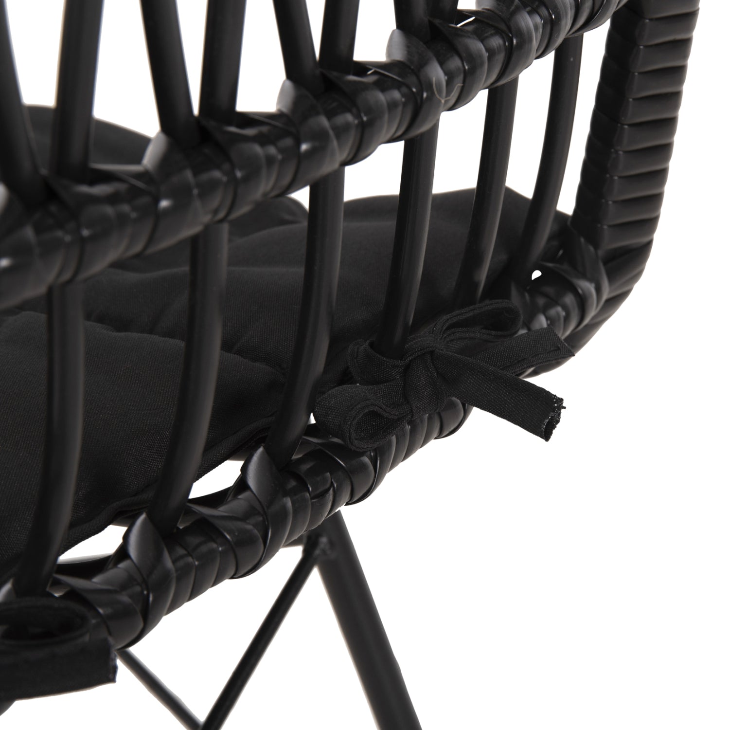 Градински стол Аllegra, метален, с възглавница, плетен, черен, 52x52x83.5 см