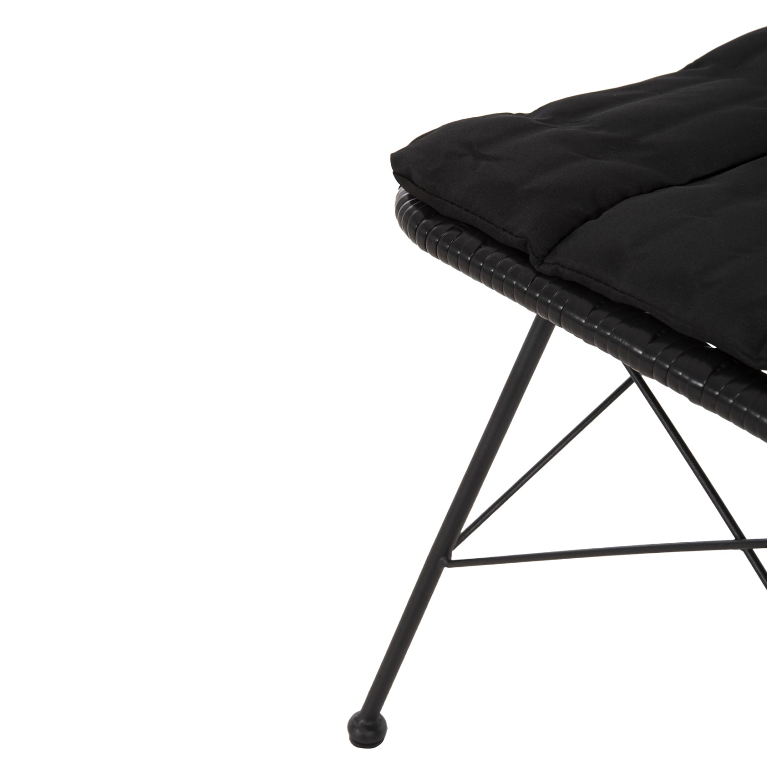 Градински стол Аllegra, метален, с възглавница, плетен, черен, 52x52x83.5 см