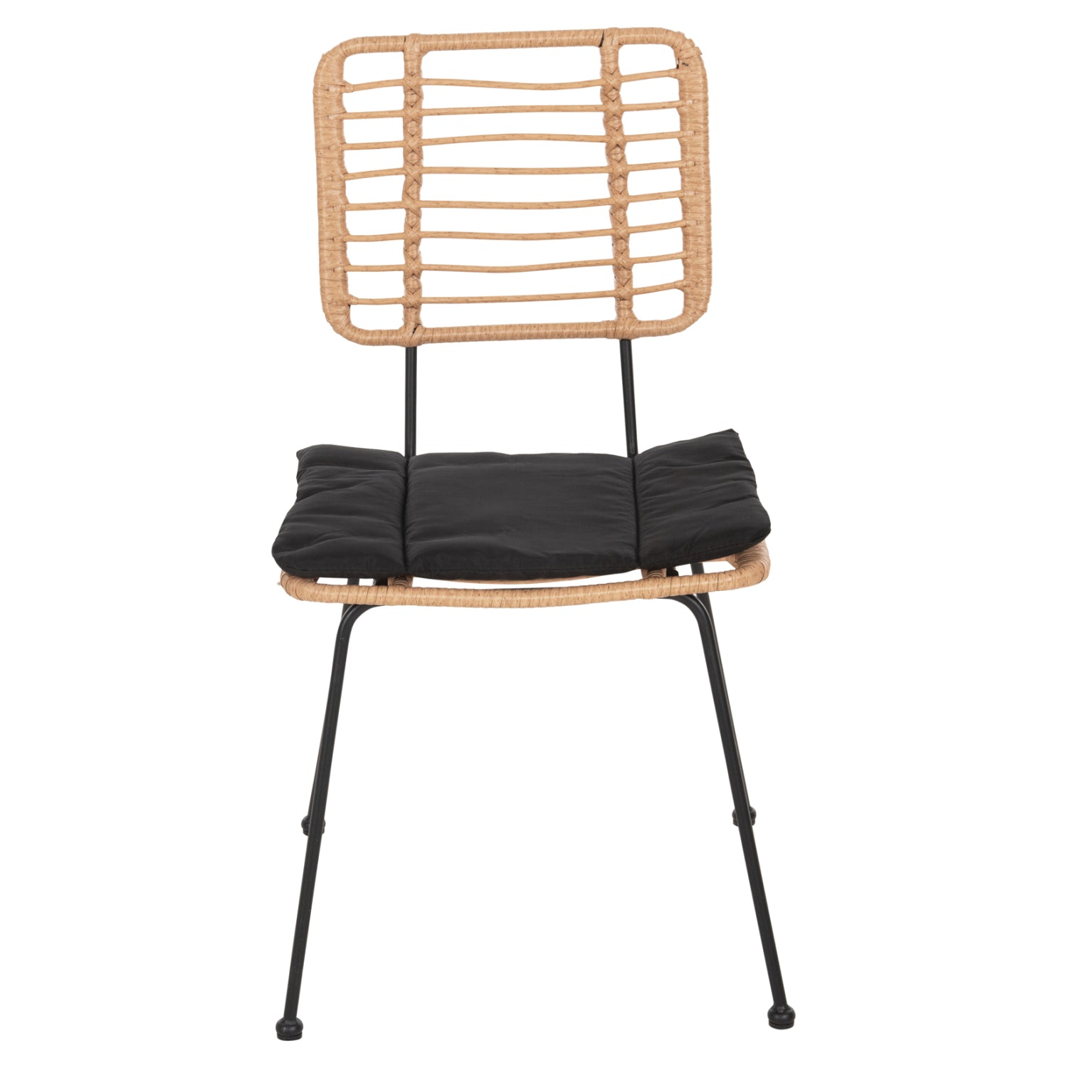 Градински стол Алегра, метален и черно-бежов, плетен, с възглавница 50.5x49.5x88см