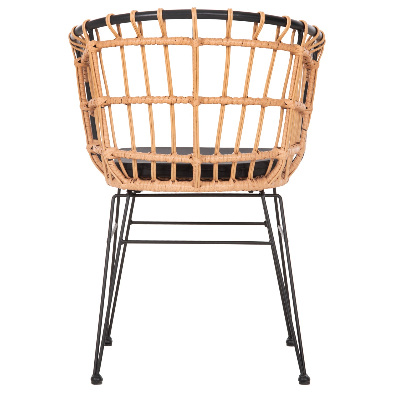 Градински фотьойл Алегра, метал и възглавница, черно-ракитен, бежов, 58x61x81