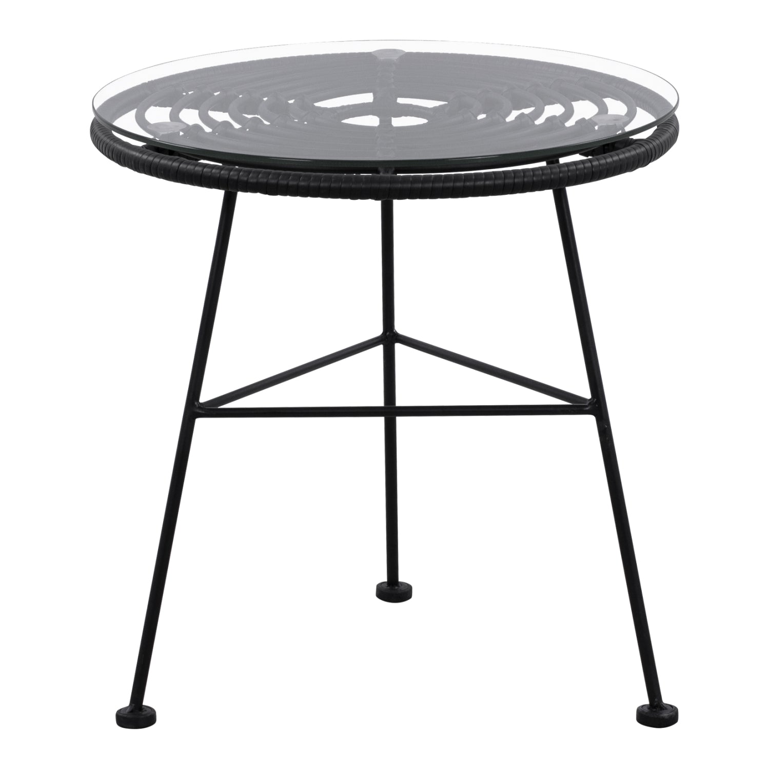 Маса Алегра ф45 см -черна-метал,ракита ,стъкло