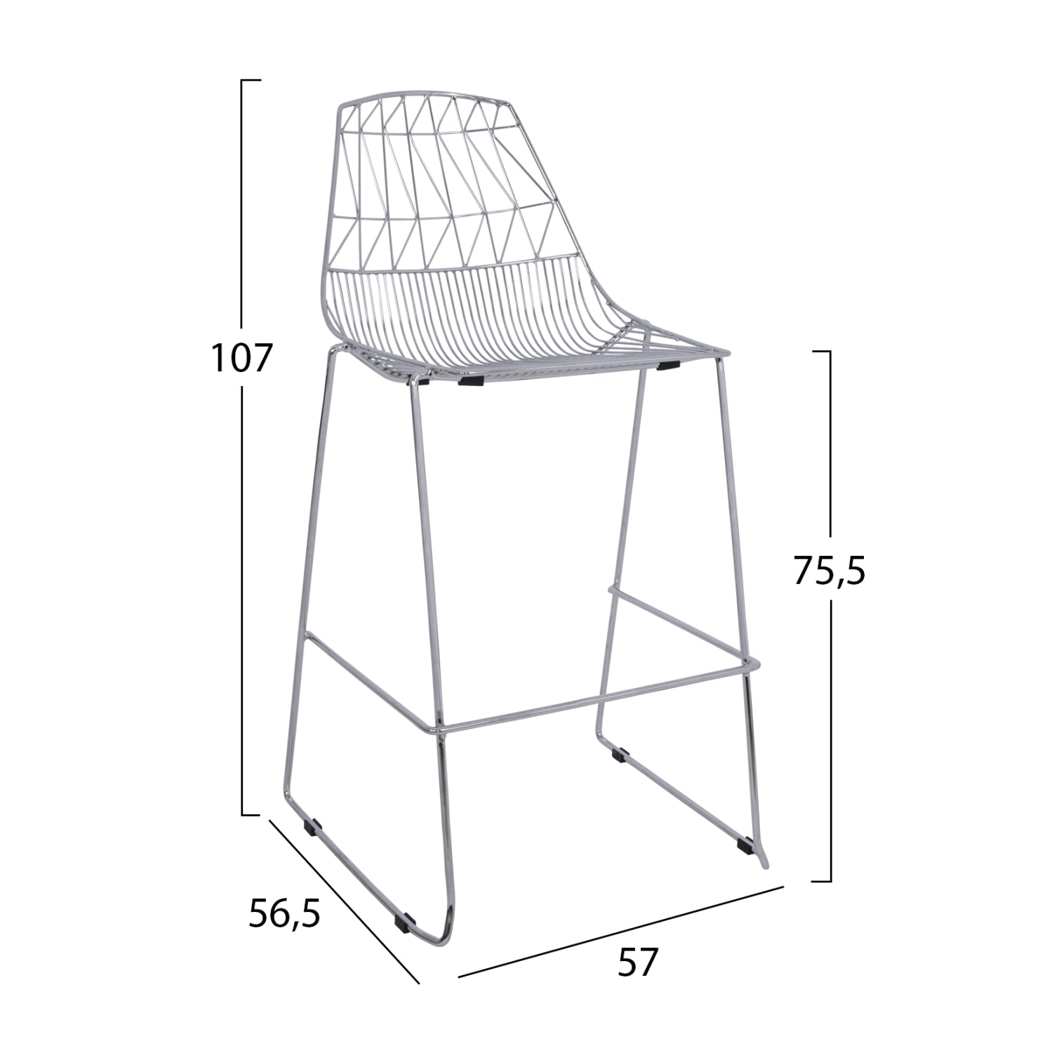 Бар стол LUX хром 57x56,5x107
