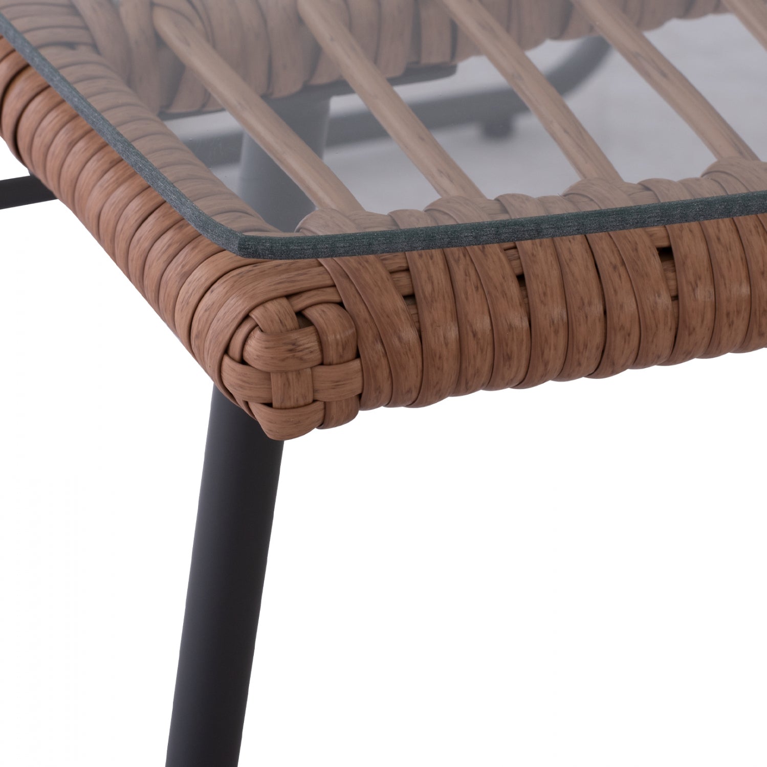 Комплект Алегра цвят кафяв-черен диван с 2 кресла и маса 95/55/55см