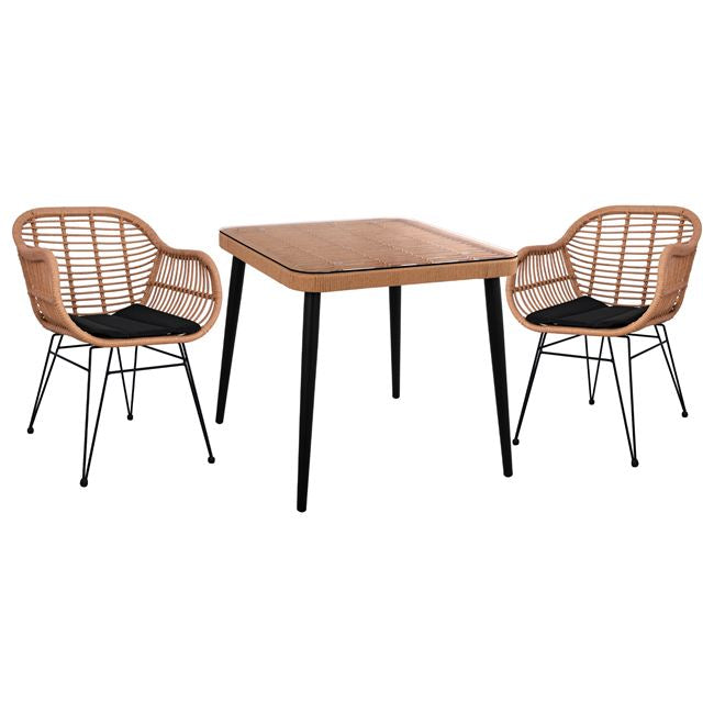 Трапезен комплект градински 3 бр Алегра 80X80X78см бежов-черен цвят 10483