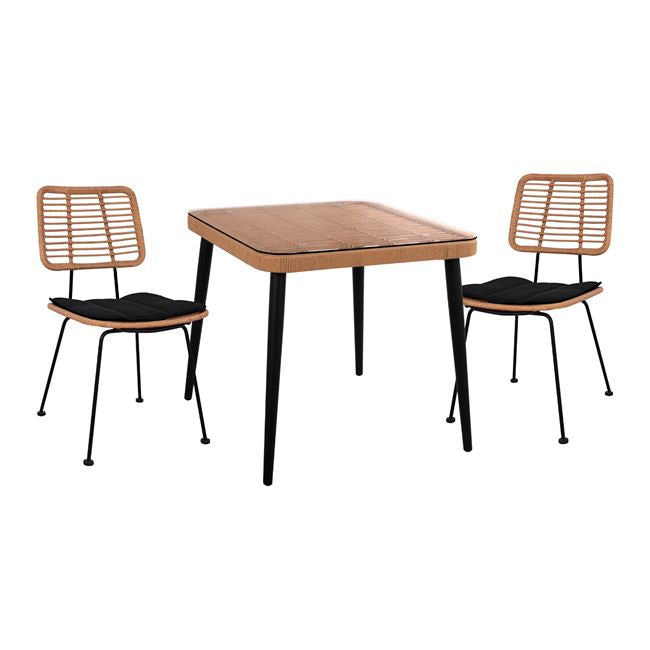 Трапезен комплект градински Алегра с маса 80x80x78 бежов-черен цвят 10485