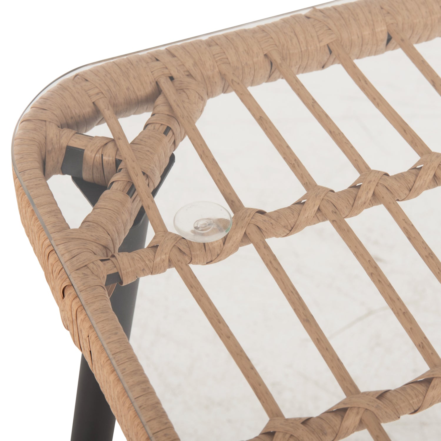 Правоъгълна маса Аllegra, черен метал-pe ратан, естествен цвят, 139.5x79.5x73см