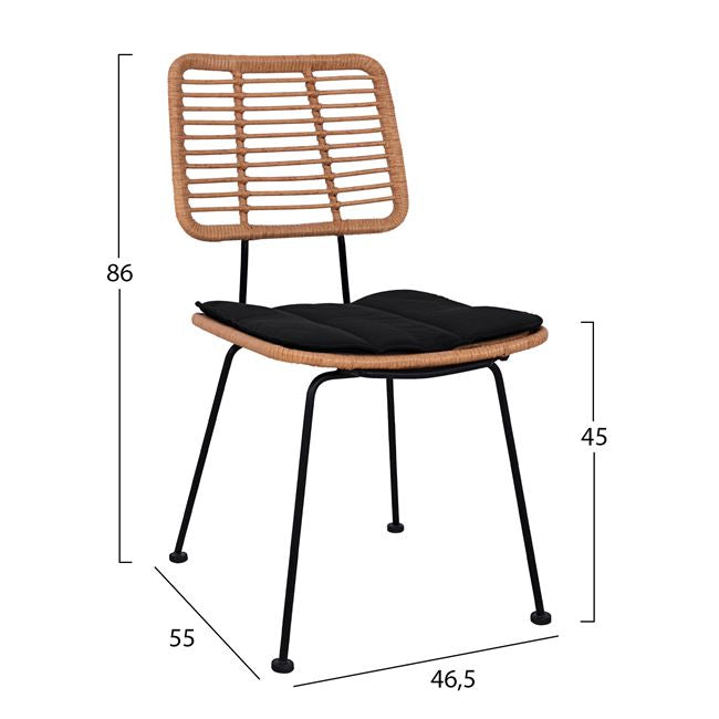 Градински комплект Алегра бежов-черен цвят с маса 140X80Χ78 КГ10492