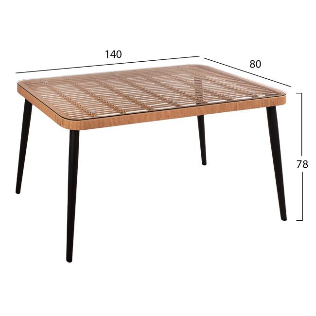 Комплект градински Алегра 5 бр с маса 140X80X78см бежов-черен цвт КГ10488