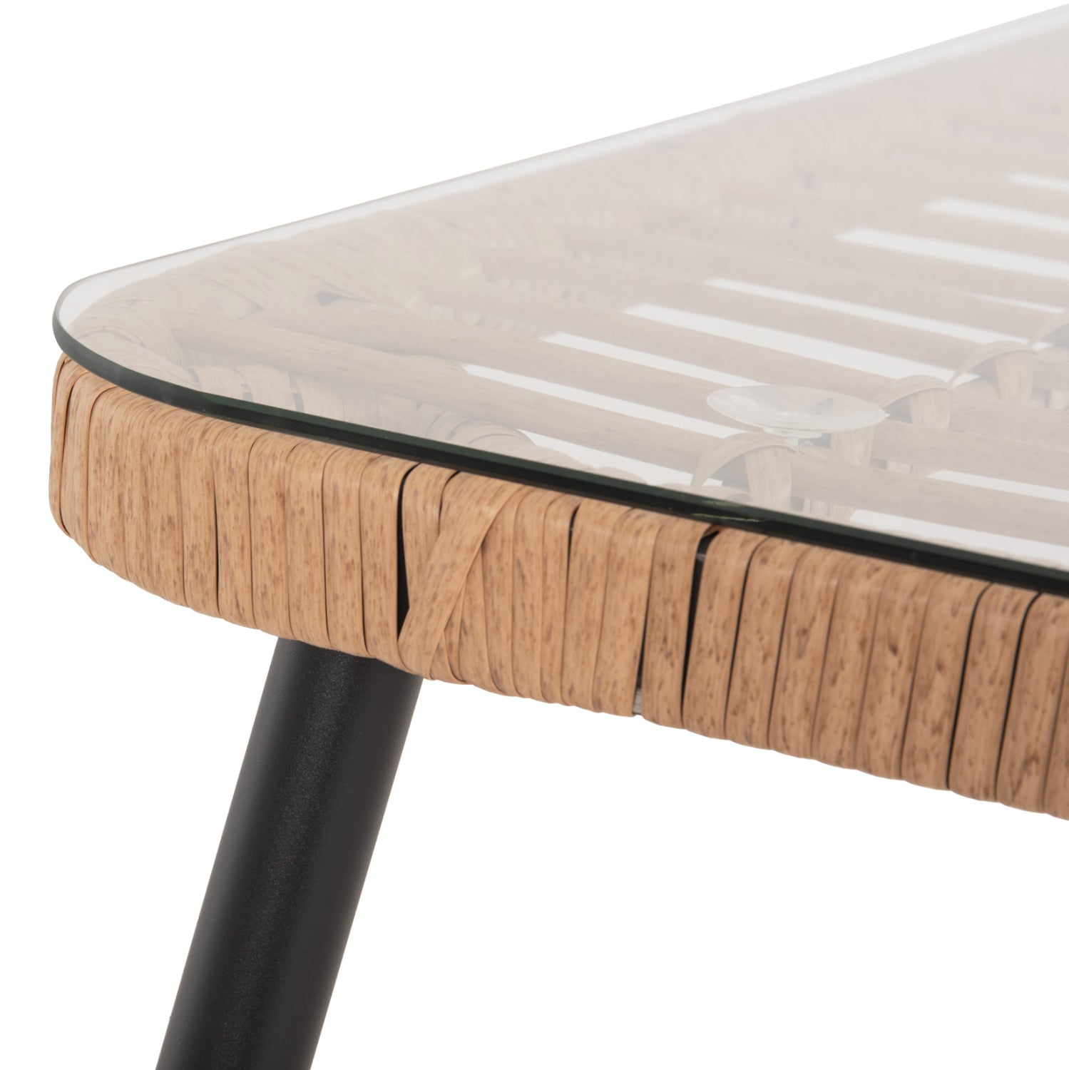 Маса Алегра цвят натурал ратан-черен метал 159,5x89,5x72