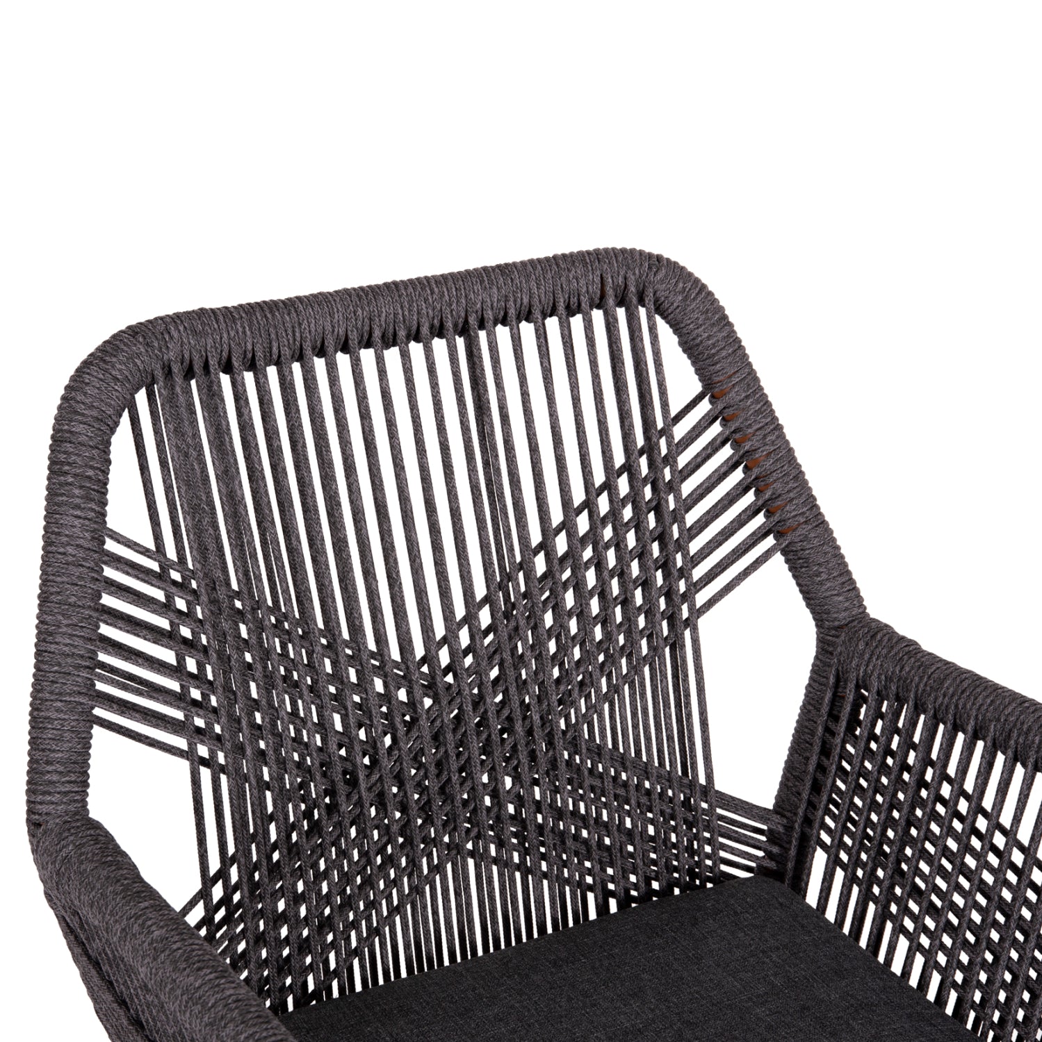 Алуминиево кресло HOWARD кафяво-/-въже и възглавница сиви 57.5x62x84см