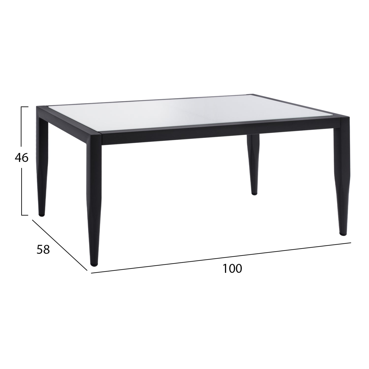 Маса Майра алуминиева тъмно сив цвят /стъкло 100/58/46см