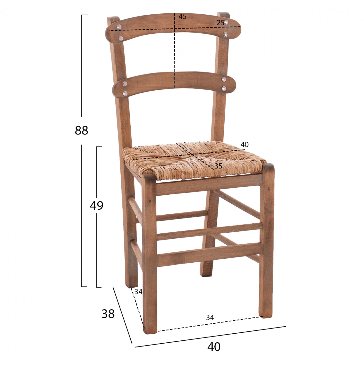 Традиционен стол КГ10370.01 боядисана конструкция цвят орех