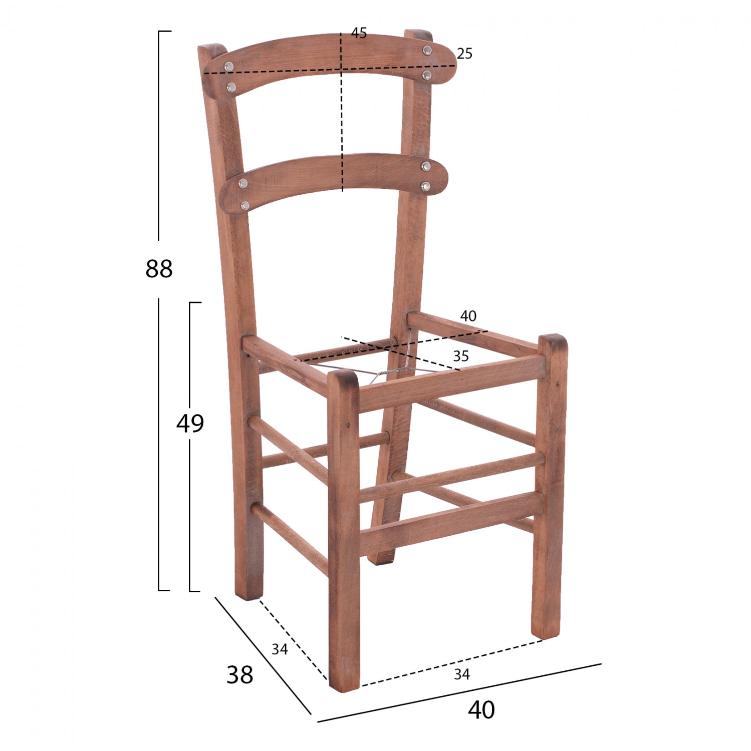 Основа за традиционен стол боядисана конструкция цвят орех