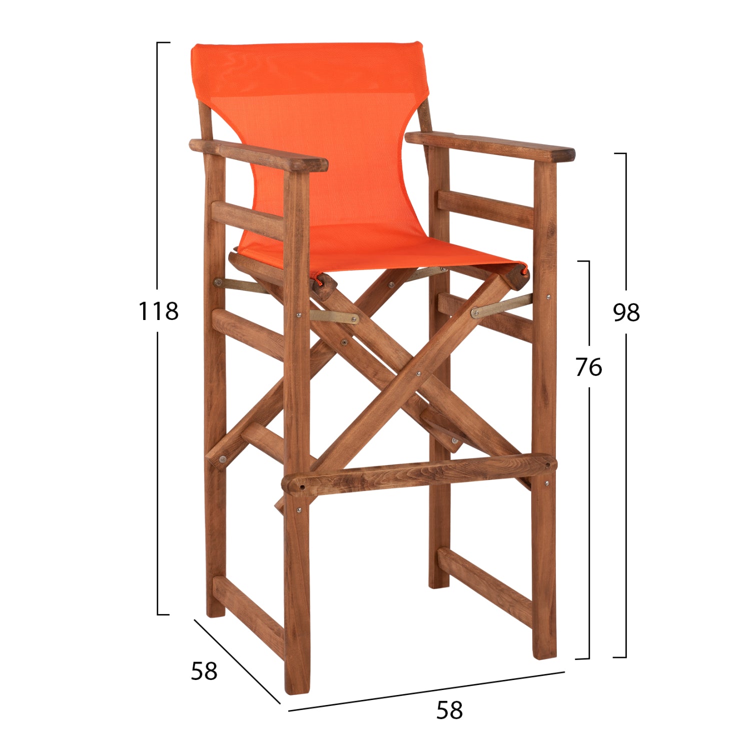 Режисьорски стол Lake орех/текстил оранжев  КГ10374.02