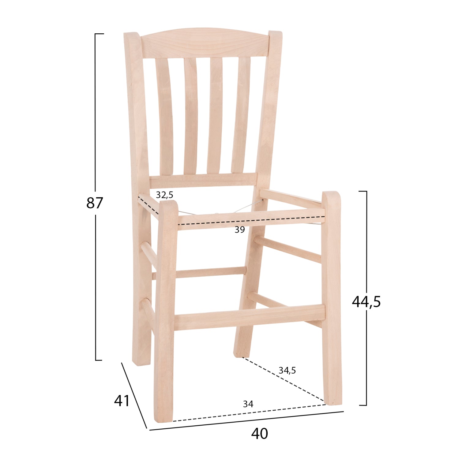 Кафе стол Монте бук, безупречен, небоядисан, 40x41x87, рамка