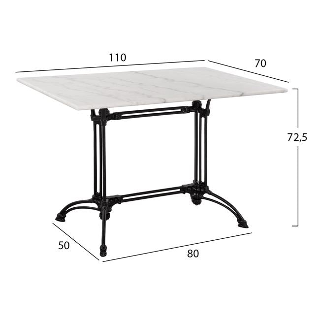 Маса Тейган 110x70 - мрамор/чугун