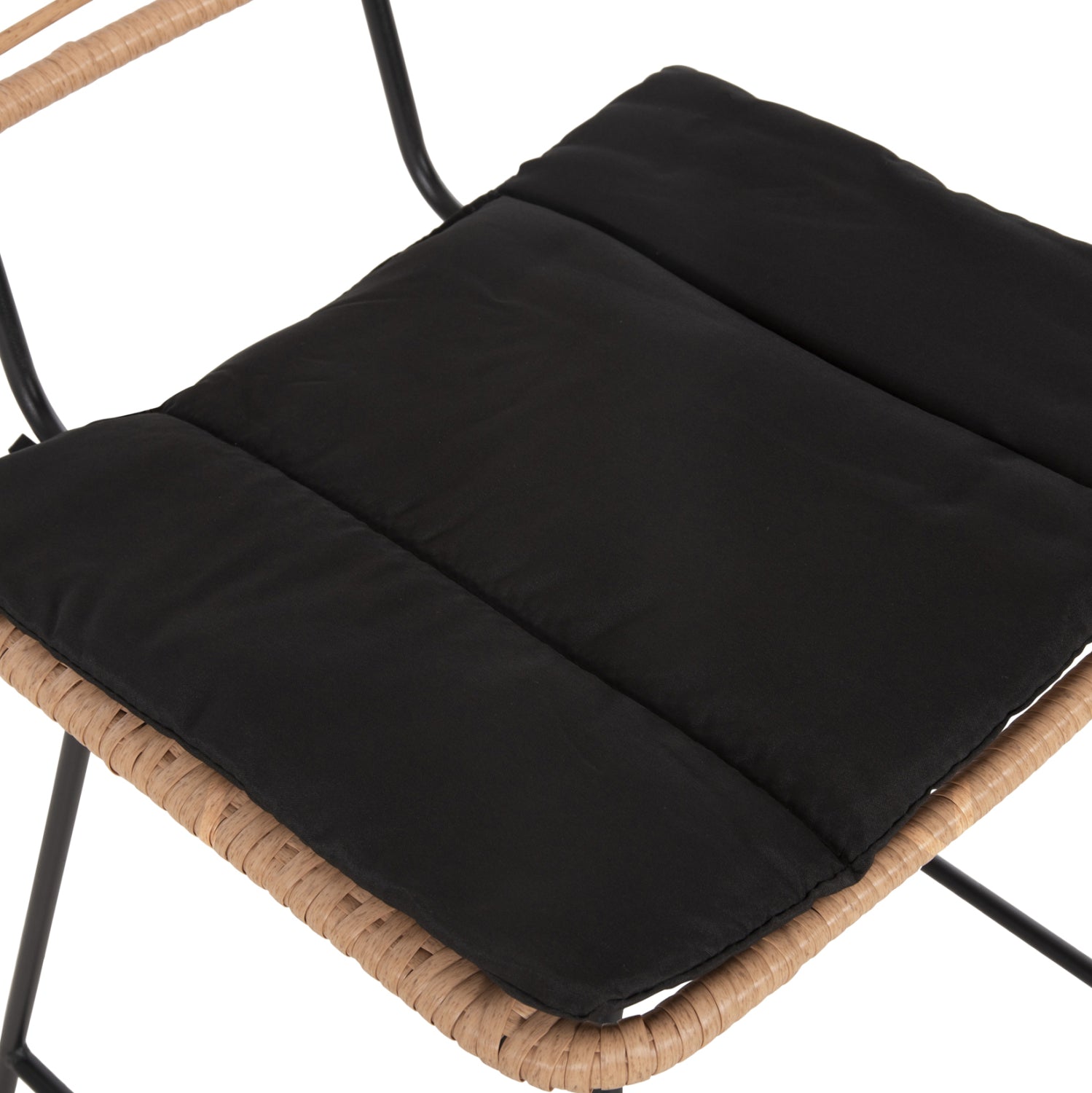 Бар стол Алегра метал / черно-бежова ракита възглавница 53x56x107см