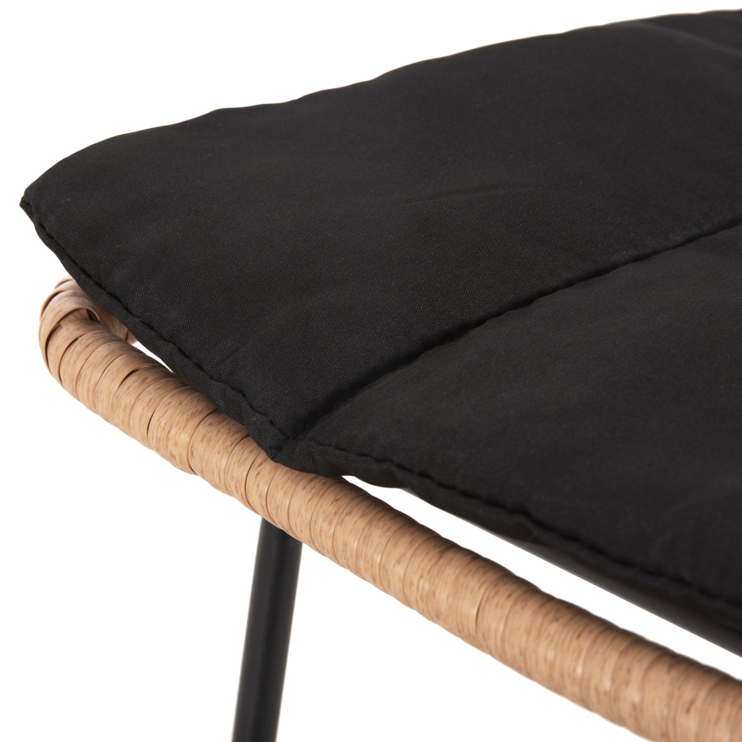 Бар стол Алегра метал / черно-бежова ракита възглавница 53x56x107см