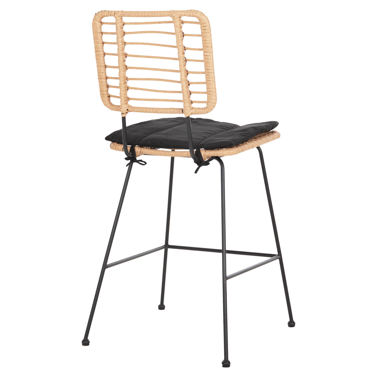 Бар стол Алегра метал / черно-бежова ракита възглавница 53x56x107см