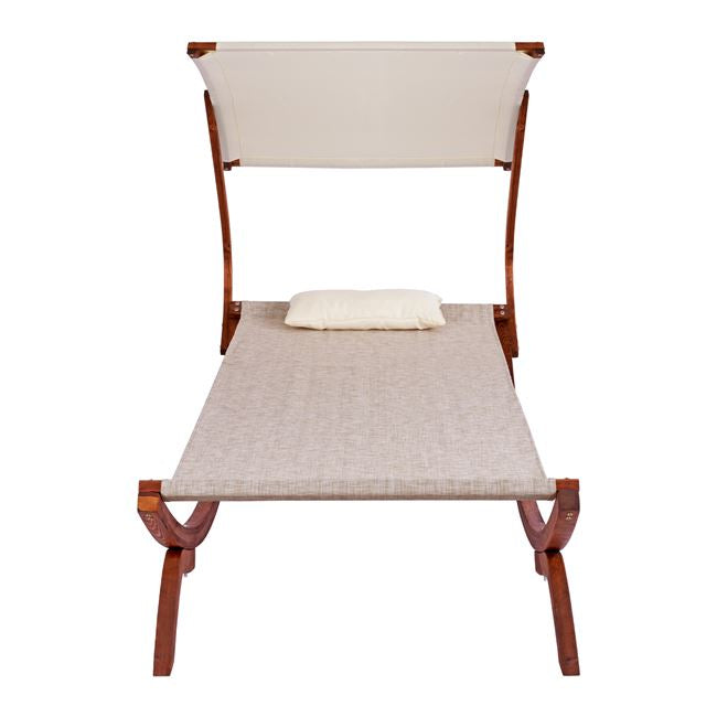 Дървен плажен стол в орехово-бежово със сянка colby 105x221x162в см