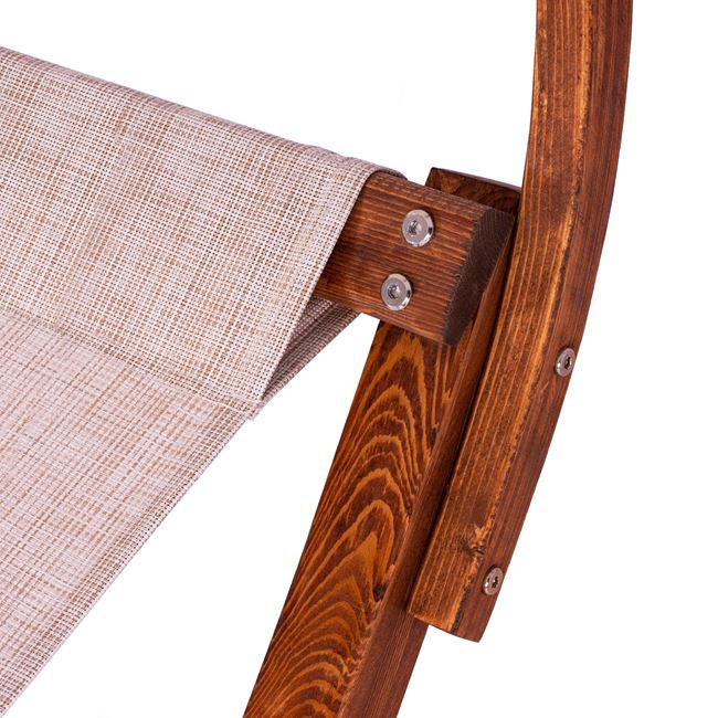 Дървен плажен стол в орехово-бежово със сянка colby 105x221x162в см