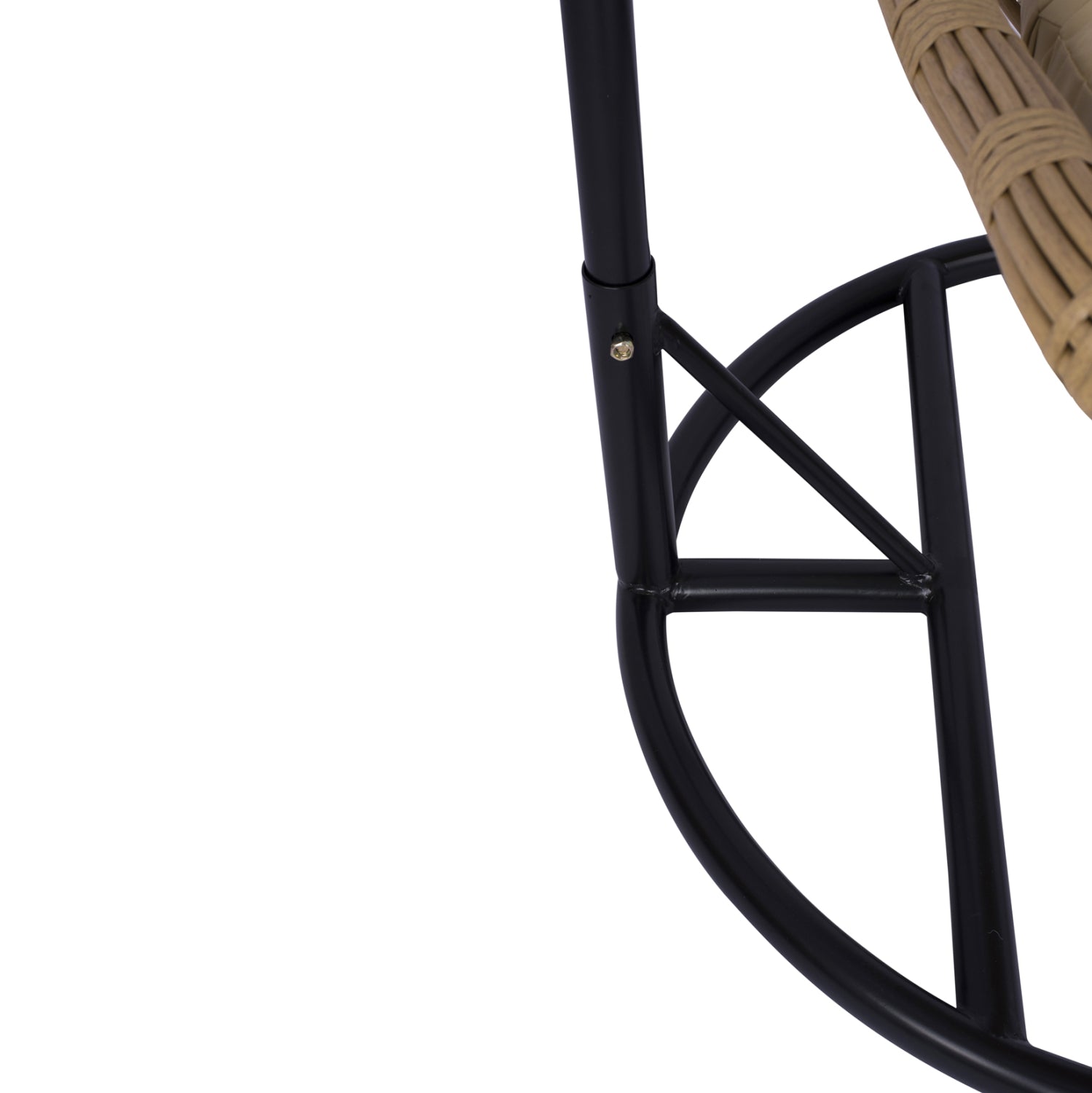 Висящо гнездо лусия с плетена тапицерия и възглавници, бежово-черно, метал φ95χ195ηсм