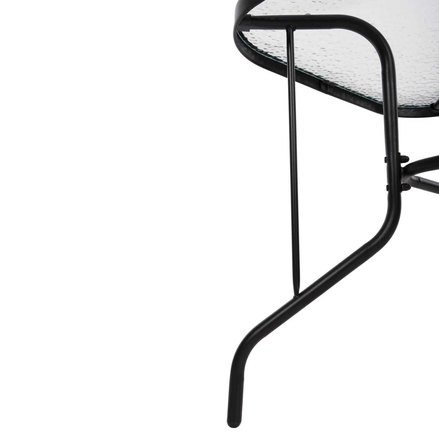 Маса Адам черна метална, със стъклен плот, 120x70x70 см