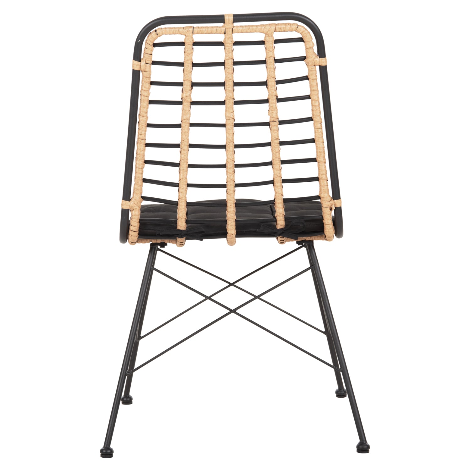 Метален стол Алегра от ракита бежово-черен 51x54x84см