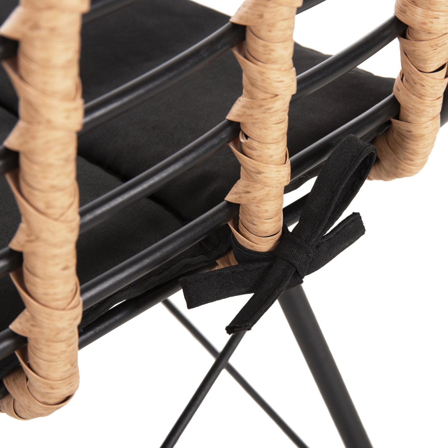 Метален стол Алегра от ракита бежово-черен 51x54x84см