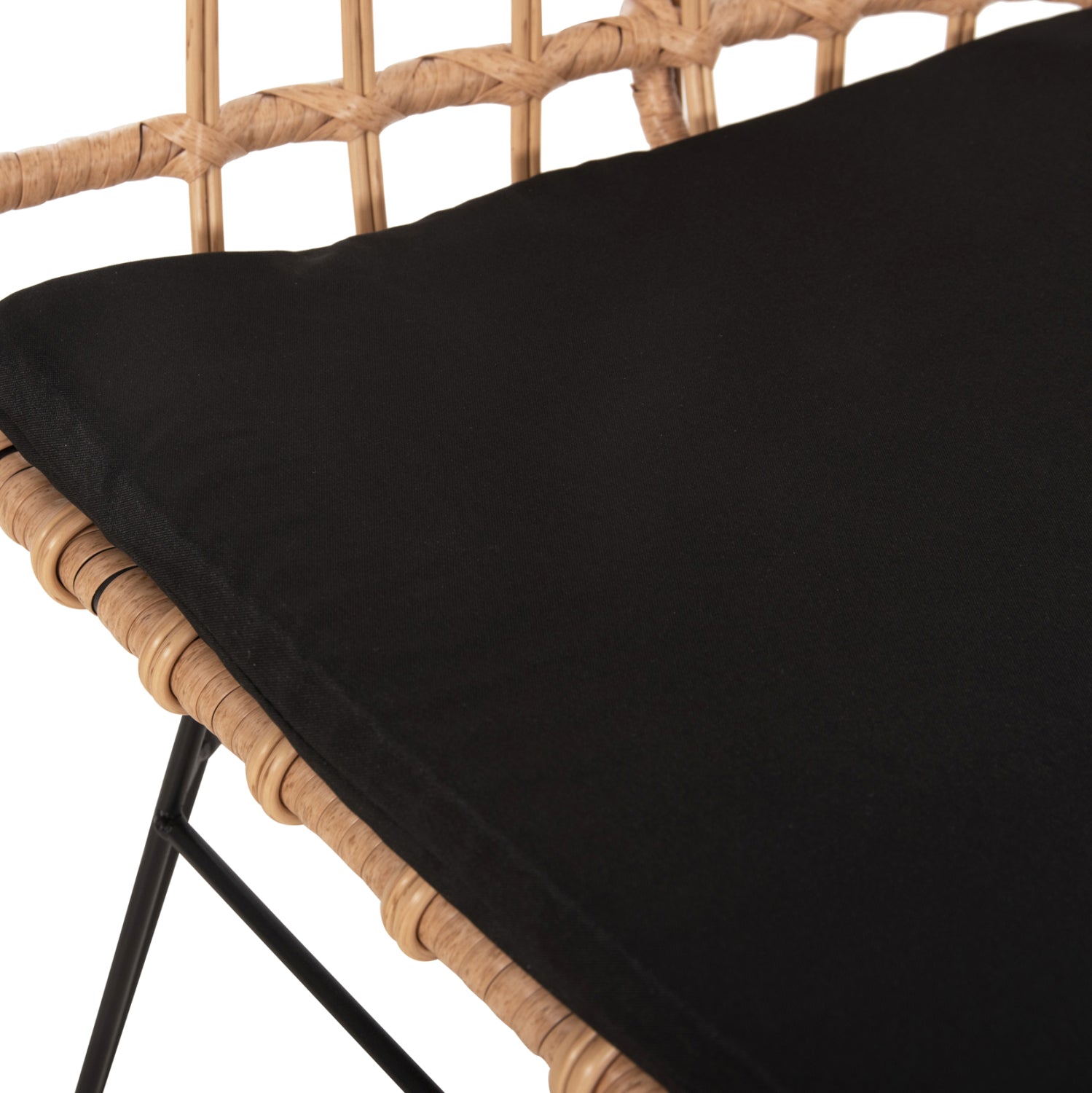 Двуместна пейка Аllegra perattan бежово-черна метална рамка 125x60x77см