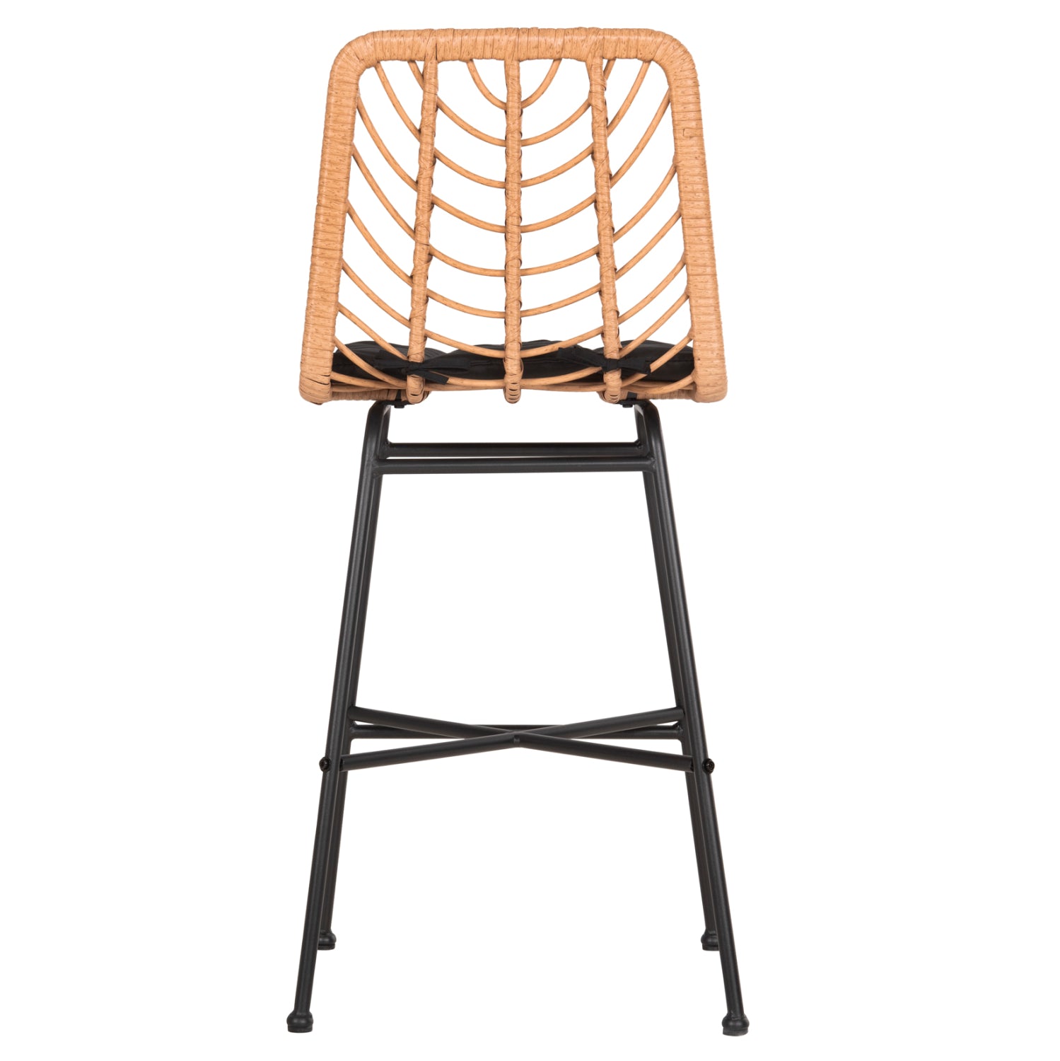 Метален стол Гералд и черно-бежова плетена възглавница 47x47x101см