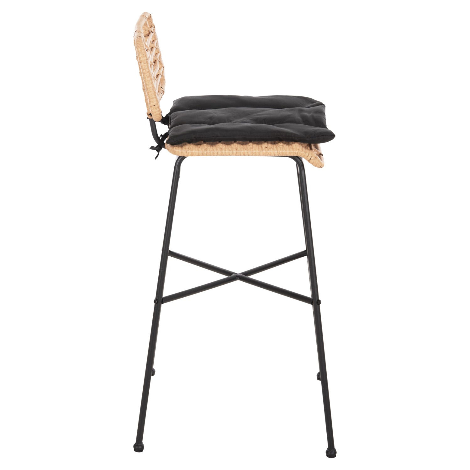 Бар стол Алегра цвят натурал ратан,черна рамка 48x49x99.5см.