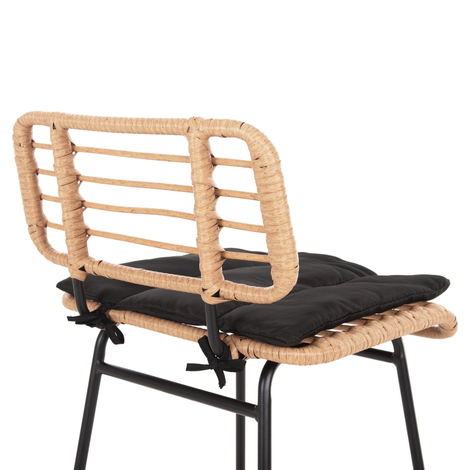 Бар стол Алегра цвят натурал ратан,черна рамка 48x49x99.5см.