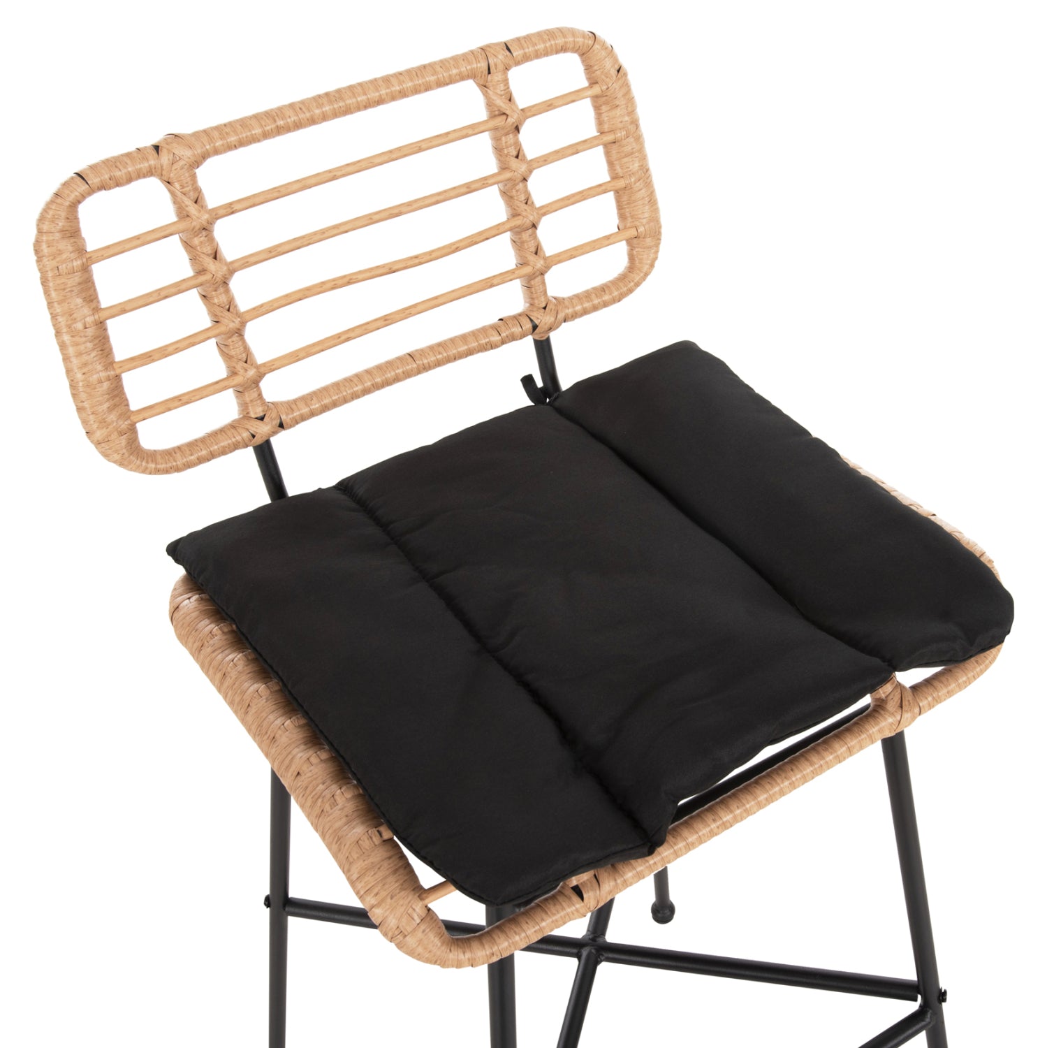 Бар стол Алегра цвят натурал ратан,черна рамка 48x49x99.5см.