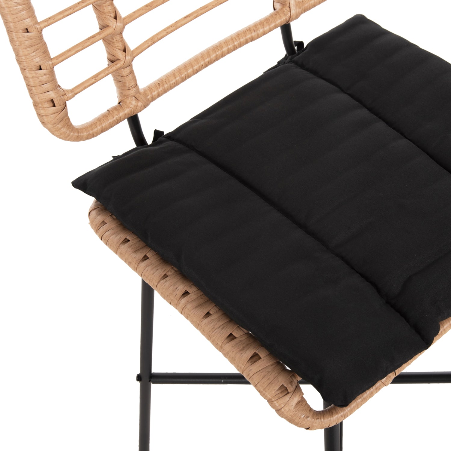 Бар стол Алегра с метална и черно-бежова плетена възглавница 46x46x99см